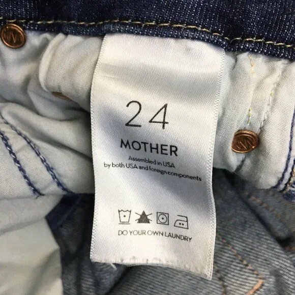 MOTHER Girl Crush Wash The Looker Ankle Fray Hem 5 Pocket Logo Hardware Jeans - Picture 4 of 16